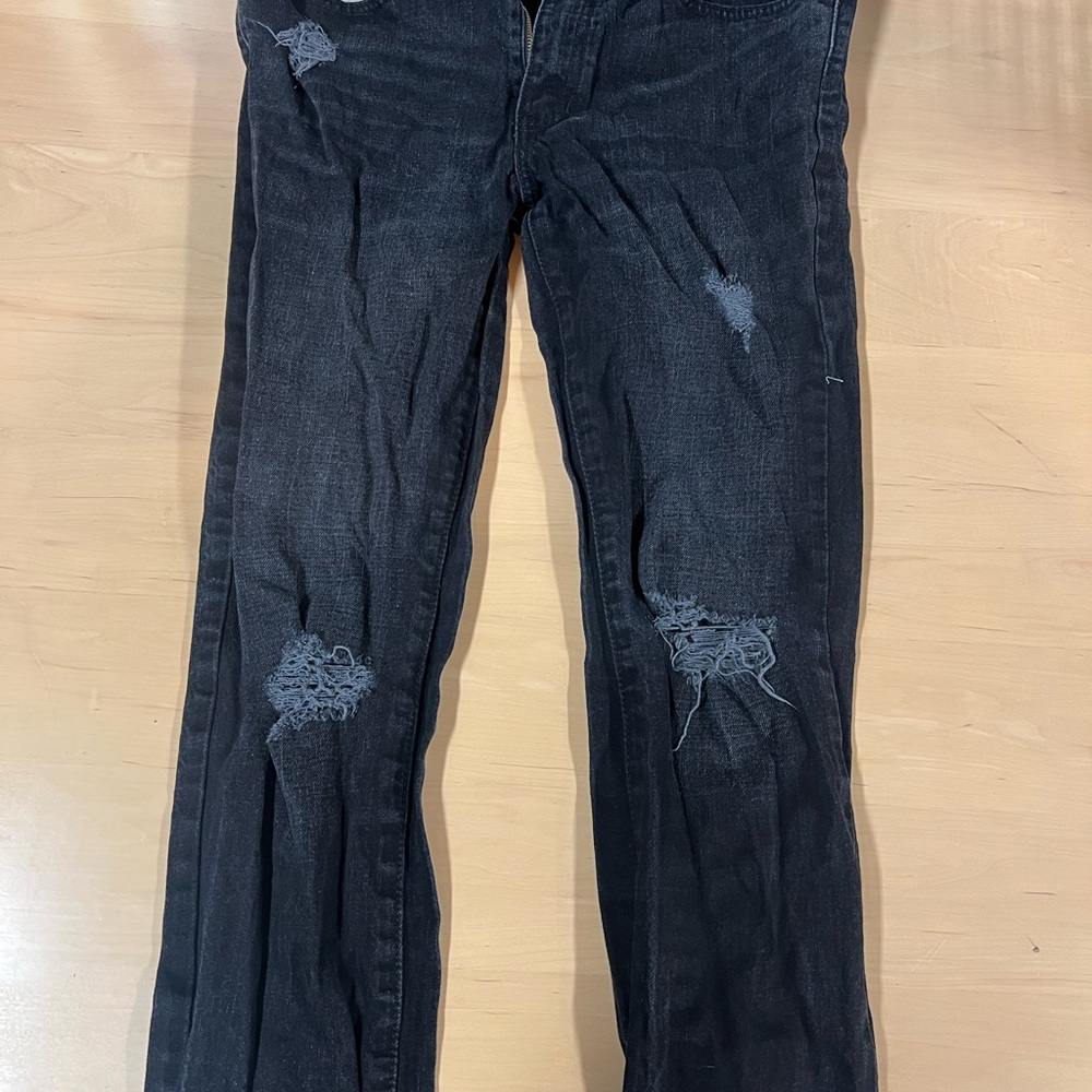 Sonoma Black Distressed Men's Straight Leg Jeans